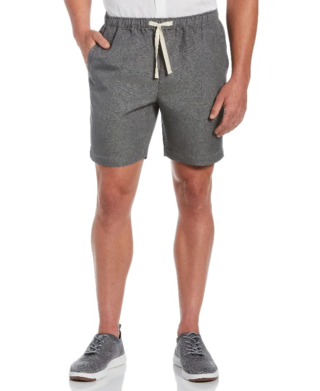 Linen-Blend Pull On Drawstring Shorts