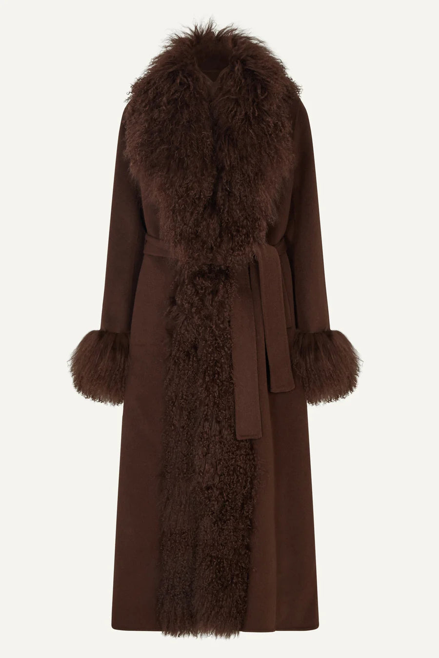 AMELIE Cashmere Coat with Mongolian Fur