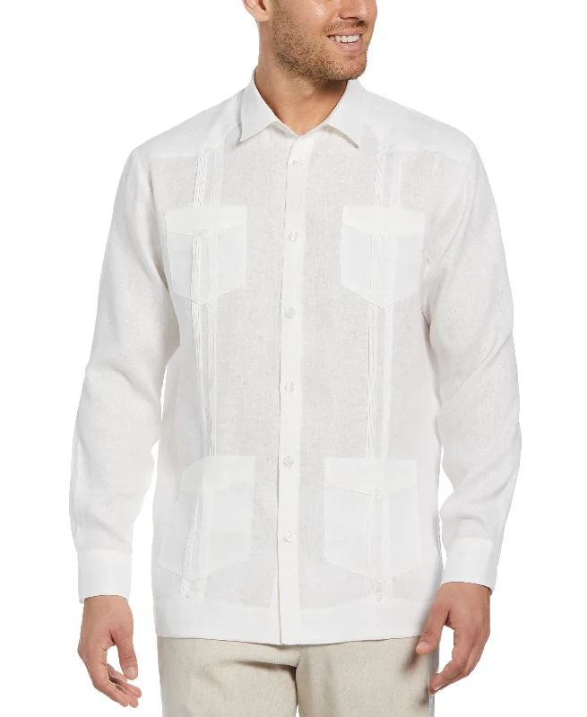 Big & Tall 100% Linen Classic Guayabera Shirt - Long Sleeve