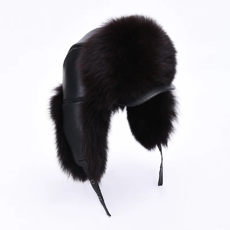 Leather Fox Fur Hat