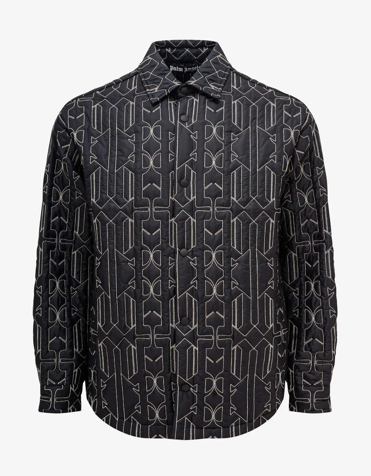 Palm Angels Grey All-over Monogram Overshirt