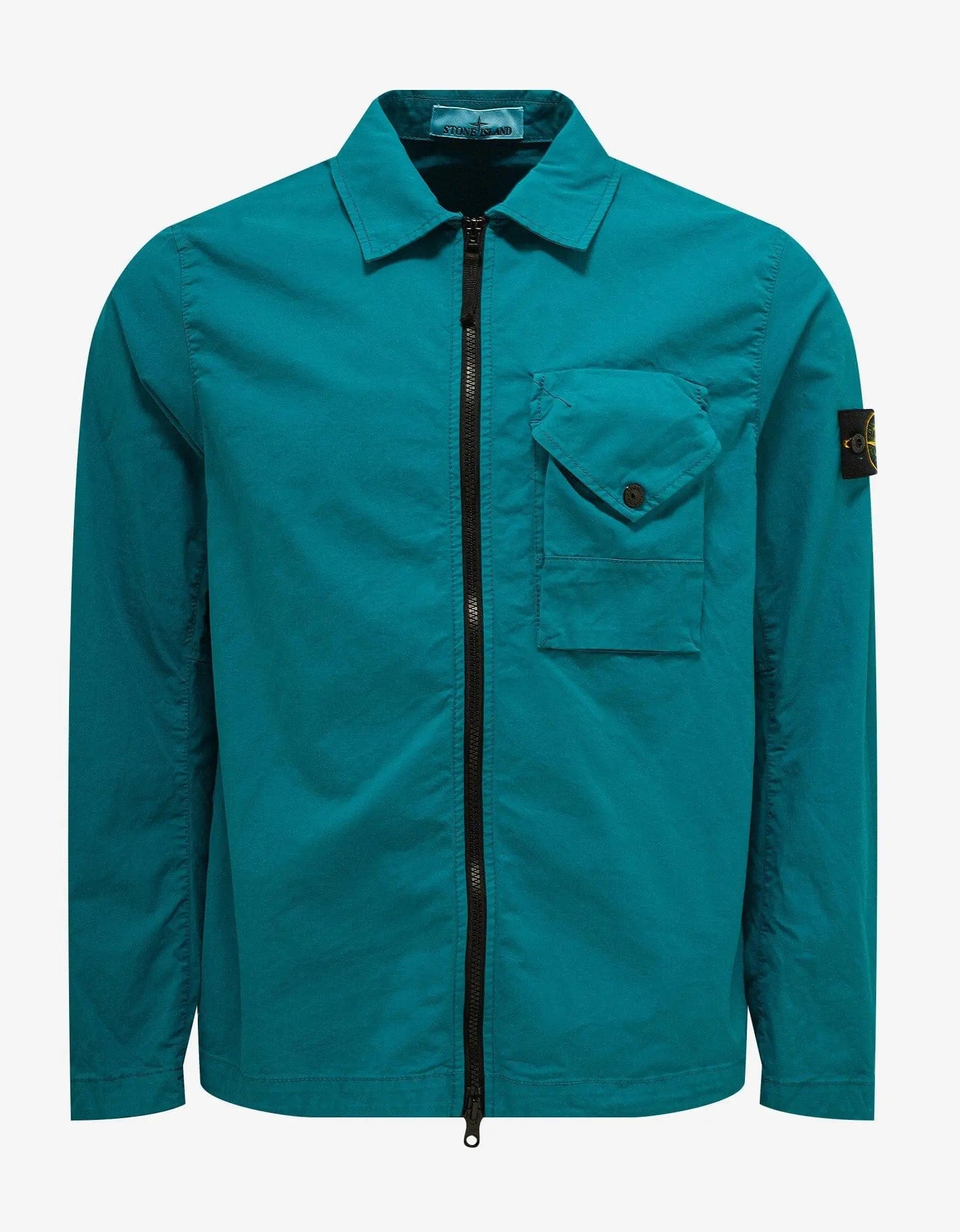 Stone Island Turquoise Blue Garment Dyed Overshirt