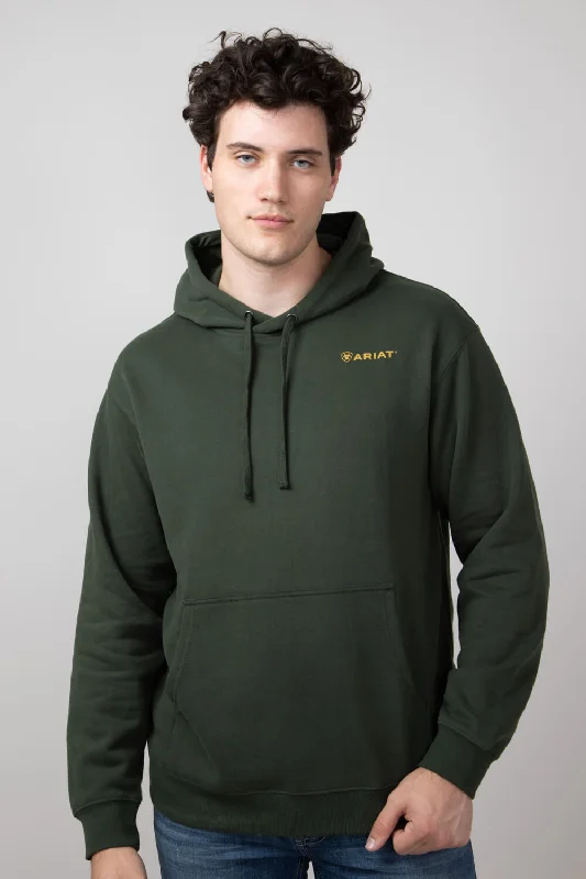 Ariat Barbwire Skull Logo Hoodie for Men in Dark Green | 10052461-DKGREEN