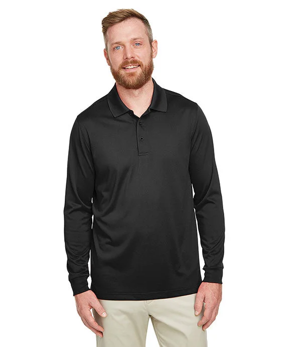 M348L - Harriton Mens Advantage Snag Protection Plus IL Long Sleeve Polo Shirt | Black