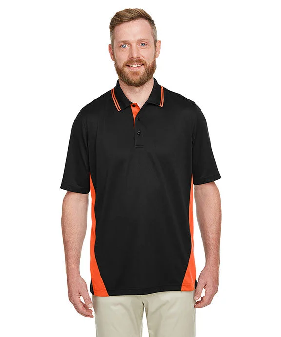 M386 - Harriton Mens Flash Snag Protection Plus IL Colorblock Polo Shirt | Black/Team Orange